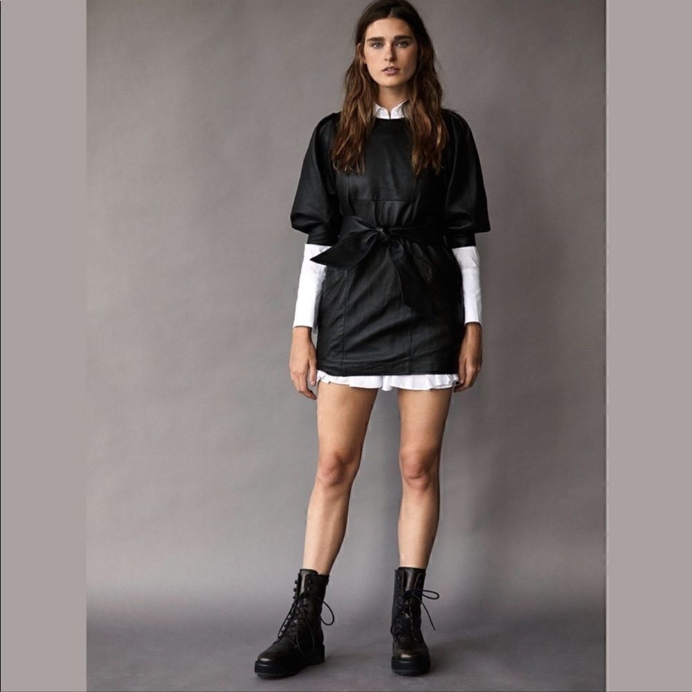 Free People Ophelie Leather Mini Dress Size XS
